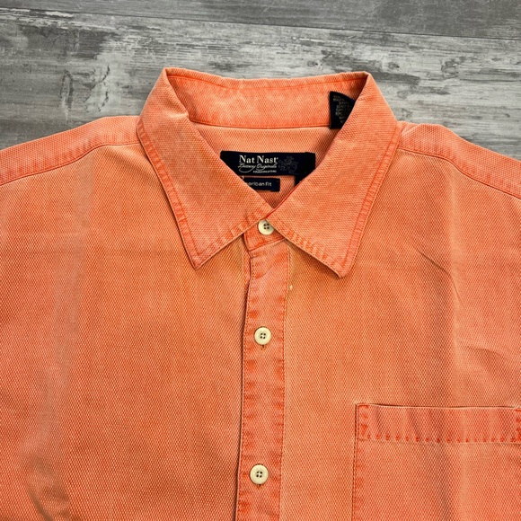 Nat Nast Solid Orange Silk Shirt L - Picture 2 of 4